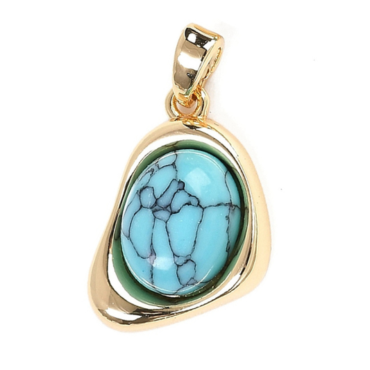 Turquoise Pendant Gold 11x18mm
