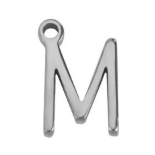 "M" Silver 8x4mm