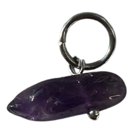 Purple Stone Silver ~5mmx10mm
